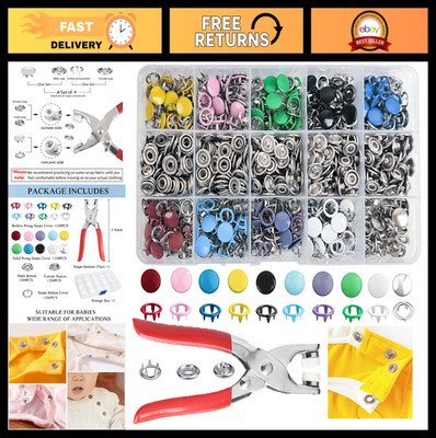 800PCS Metal Snap Buttons with Pliers Tool Kit for DIY Crafts & Sewing - 10 Colo
