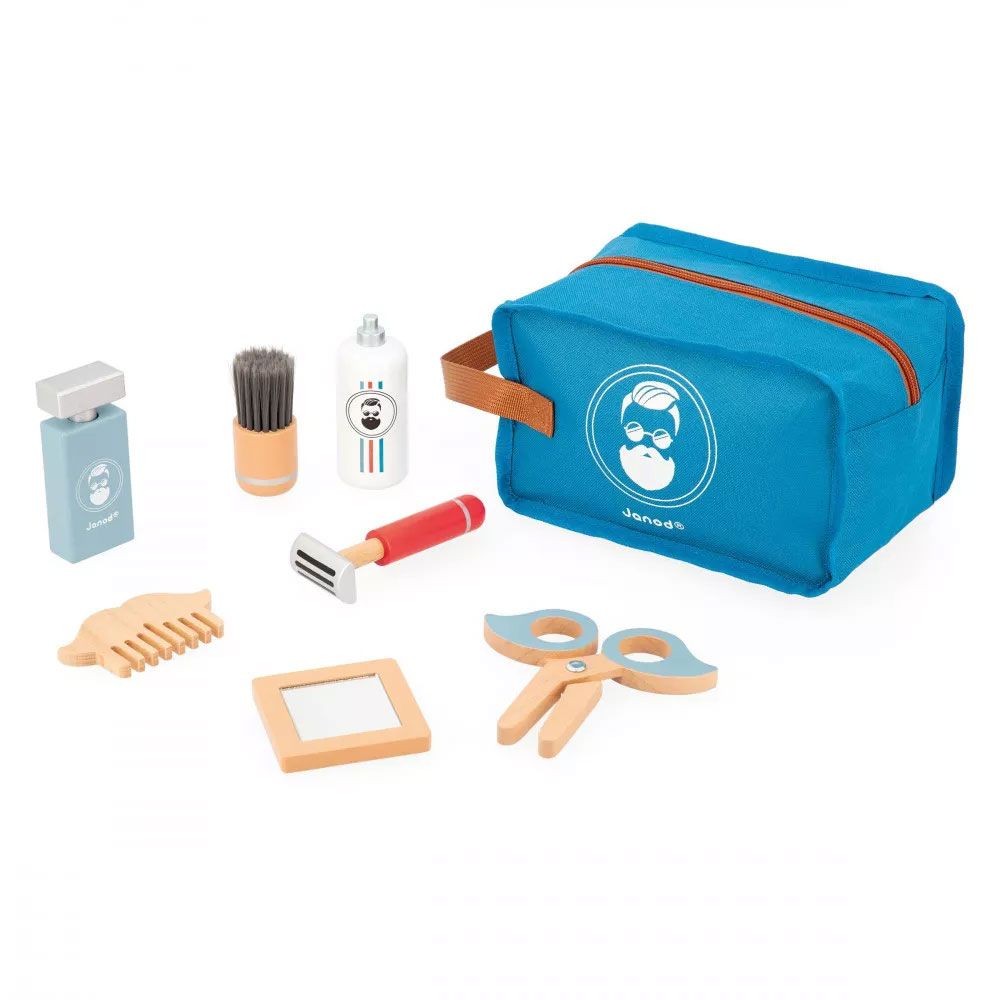 Shaving Kit Bag & Accessories Wooden - Janod Playset Pretend Play NEW