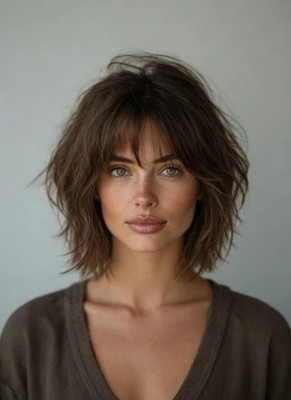 Real Human Hair New Fashion Gorgeous Long Natural Brown Wavy Women's Wigs 14InRe