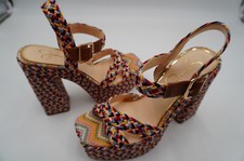 Jessica Simpson Brycen Multi-Color Woven Espadrille Platform Sandals Sz 6.5M/37