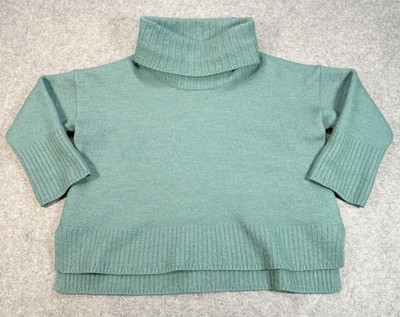 H by Halston Damen grüner Rollkragen Merino 3/4 Arm Cropped Pullover UK XL