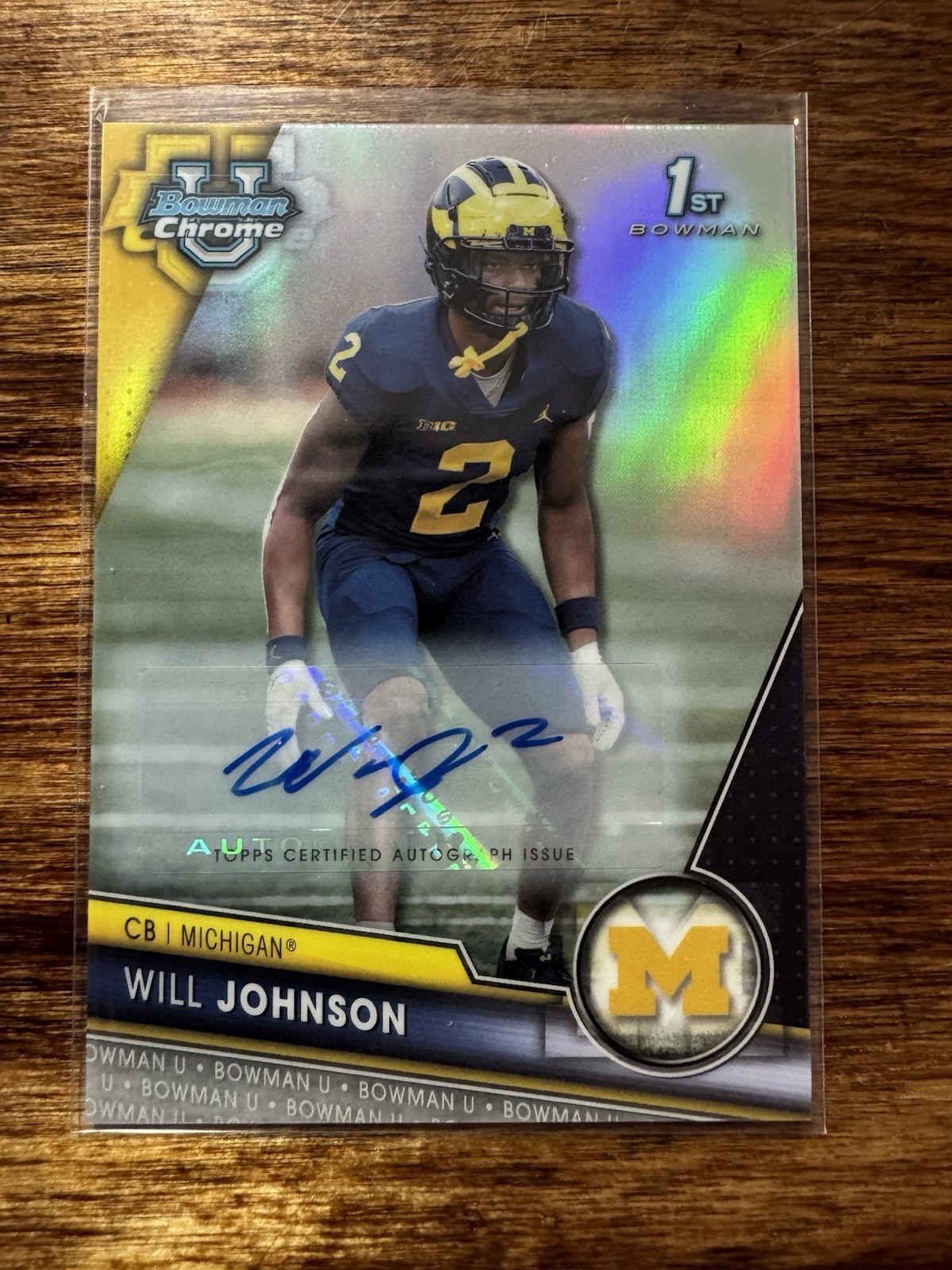 2023 Will Johnson Bowman Chrome University #157 Auto Refractor /499 Michigan