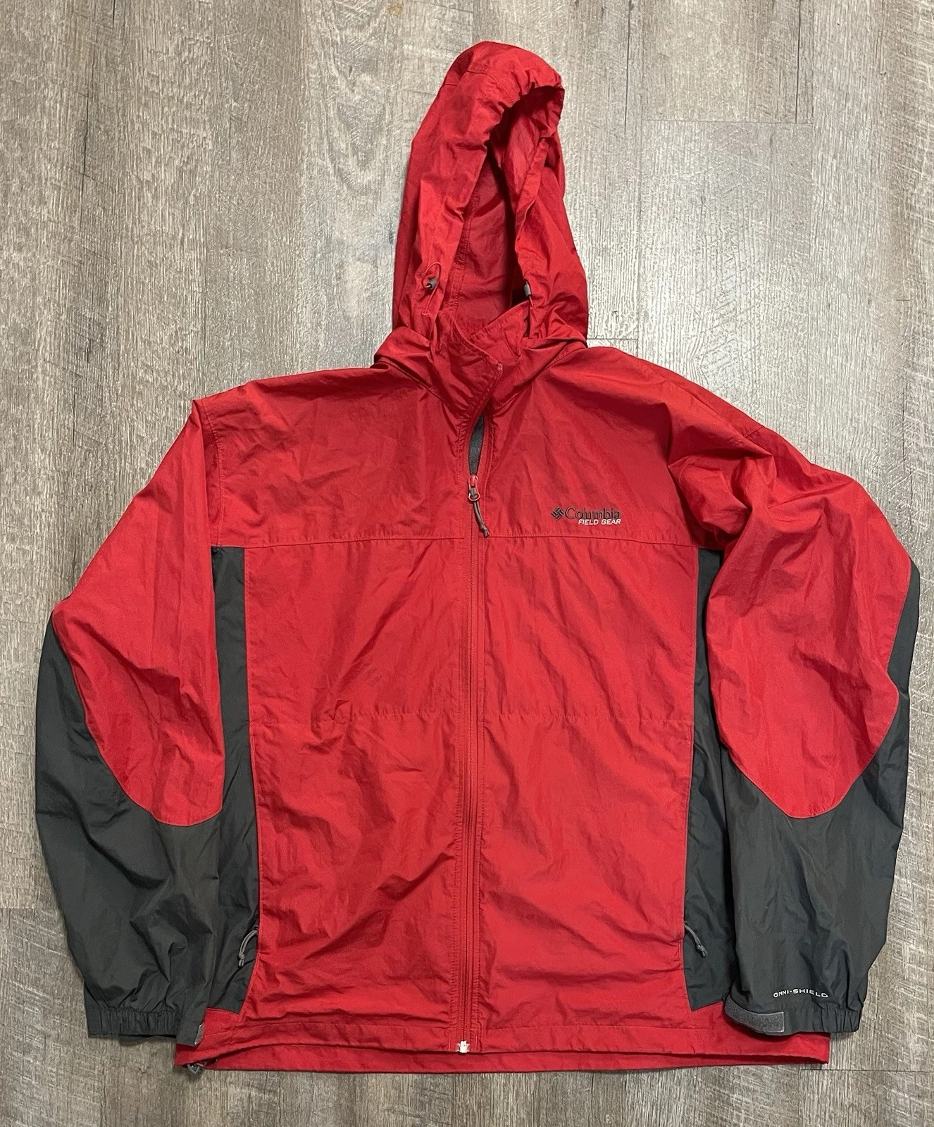 Columbia Rain Jacket 2XL Red Hooded Hiking Packable Coat Gorpcore 2X-Large