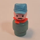 Vintage Fisher Price Little People Blue, Engineer Train Conductor Wood Body