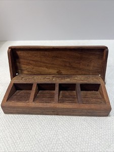 Antique Stamp Holder Box Vintage B2 Four Compartment.