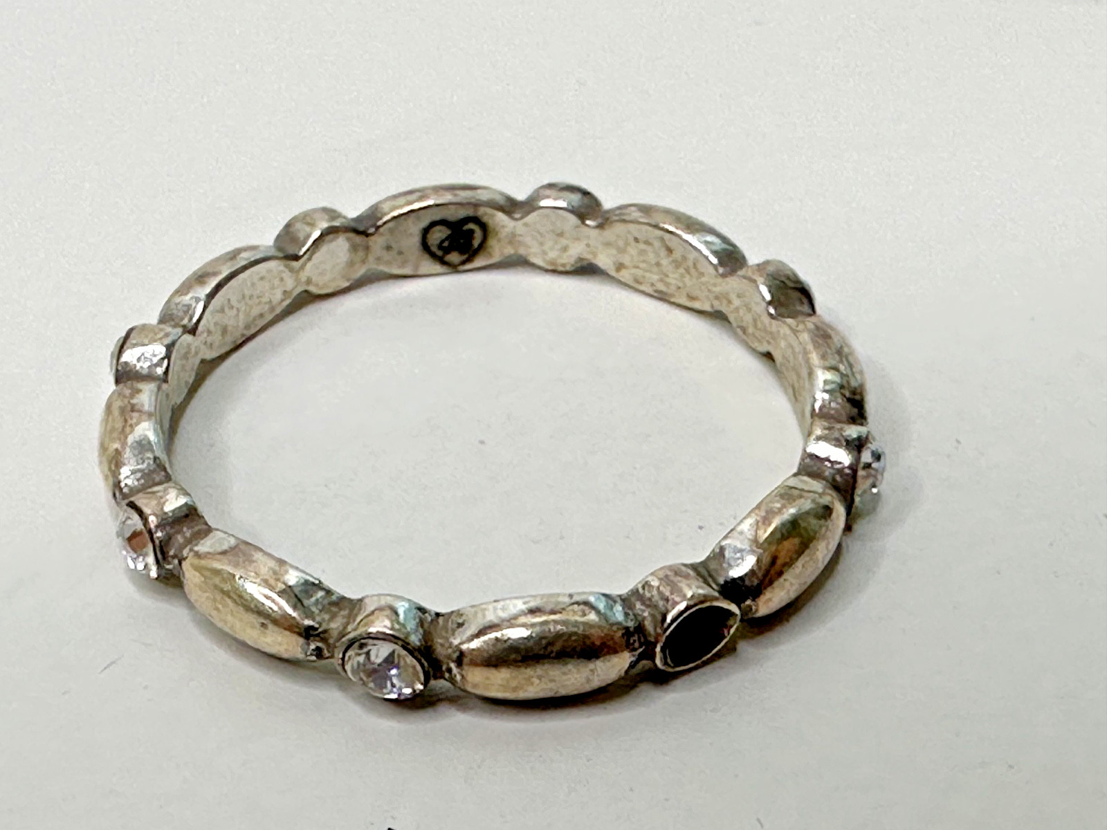 Brighton Stackable Ring Silver Plated Signed Rhin… - image 1