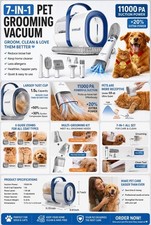 Oneisall Dog Grooming Vacuum Kit Pet Hair Clipper Set for Dogs Cats