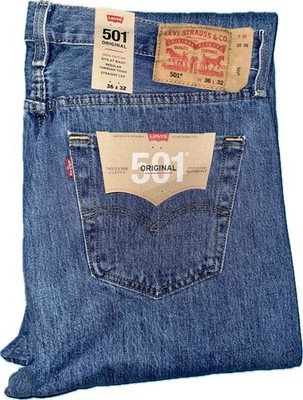 LEVI'S 501 ORIGINAL MEN'S 36 X 32 BUTTON FLY BLUE JEANS STRAIGHT LEG STONEWASH