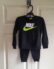 Nike Boys 2T Black Sweatshirt  Sweatpants Outfit Set NWT Logo 2-Piece