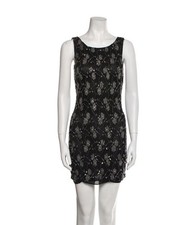 Alice & Olivia Black Beaded Lace Evening Dress Silk Sz 2 Party Event Embellished