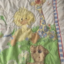 VTG Little Suzy  s Zoo Duck Bunny Giraffe Crib Quilt Ruffle Gerber