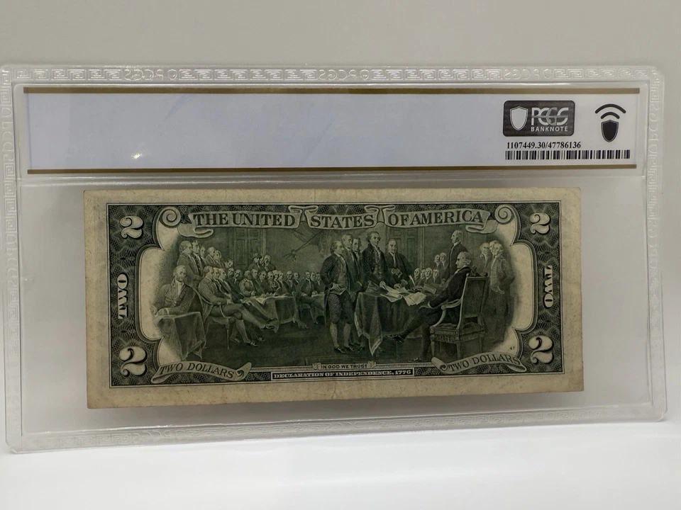 1976  $2  Dollar PCGS 30, Error MISALIGNED / MISCUT Print Fr. 1935-G - Image 2 of 4