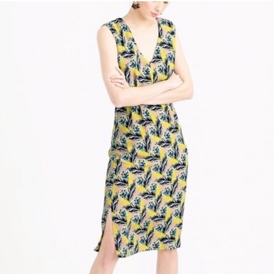 J. Crew 100% Silk Spring Meadow Floral Dress Yellow size 10