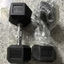 Pair of 20 lb Hex Dumbbells Black Unisex Adults Gym Training Weight Lifting Set