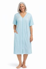 Vtg 2 Pc Set Miss Elaine Nightgown Robe Set Sz M L Floral Dress Gown Blue