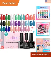 Elegant Beetles 20 Color Gel Nail Polish Kit with Base & Top Coats - 23 pcs Set