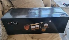 The Wine Savant Whiskey Golf Stick Club Whiskey Decanter Glasses Mahogany Stand