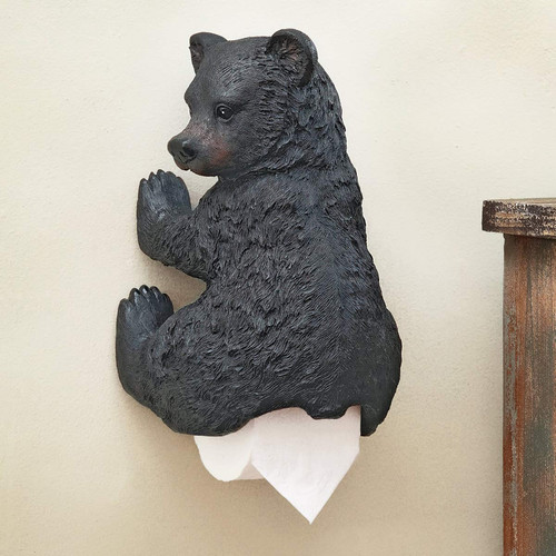 Black Forest Décor - Bear Cub Toilet Paper Holder for Home, Cabin, Lodge, Bat...