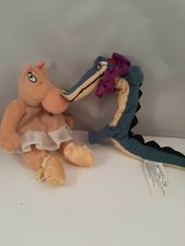 Disney Store Fantasia Aligator Hippo Bean Bag Plush Beanie Lot RARE