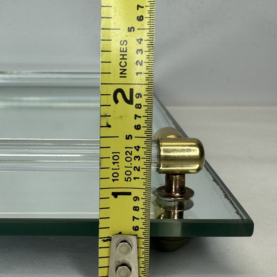 Vintage Mirror Glass Vanity Tray Gold Trim Makeup Rectangular Perfume