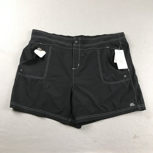 zeroXPosur Shorts Womens 2X 20W Black Elastic Waist Quick Dry Pull On Hybrid NWT