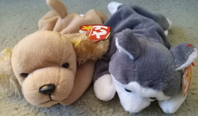 Beanie Baby Lot of 2 Dogs Nanook the Husky & Spunky the Cocker Spaniel 1996 97