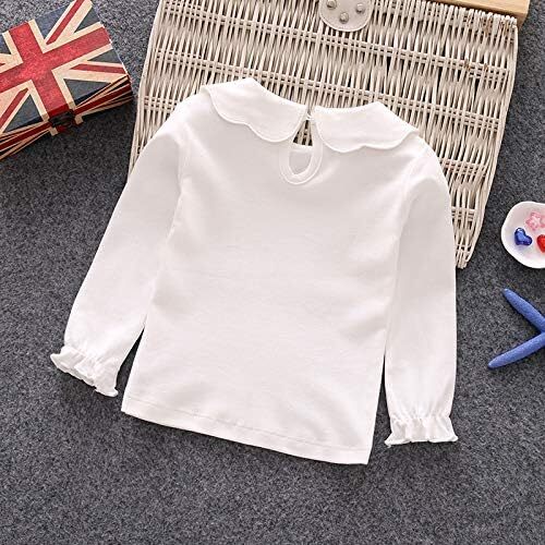 Baby Girl Kids Blouses Long Sleeves Solid Color Doll Collar 2-3T, Off-white - Picture 2 of 6