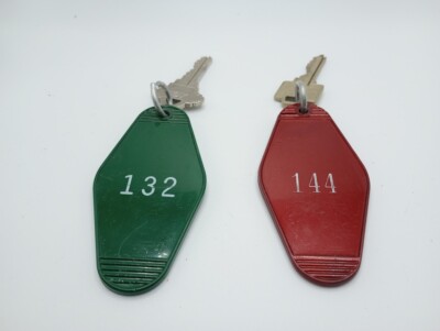 ---Lot of 2 vtg generic numbered hotel key checks / fobs #132 #144 | eBay