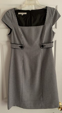 Evan Picone Black & White Houndstooth Cap Sleeve Career Dress Size 8