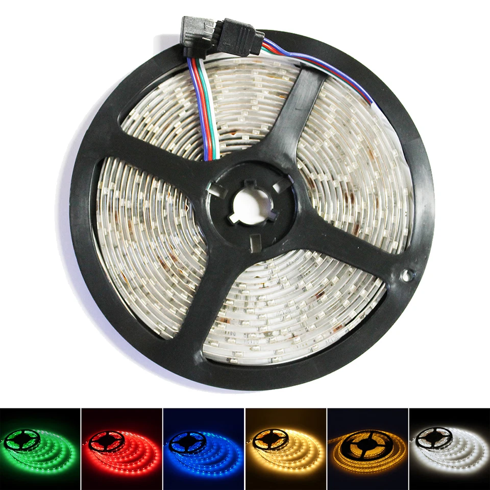 5M/16.4ft RGB LED Strip Light SMD 3528 Waterproof IP65 300LED Flexible Tape 12V - Image 2 of 4