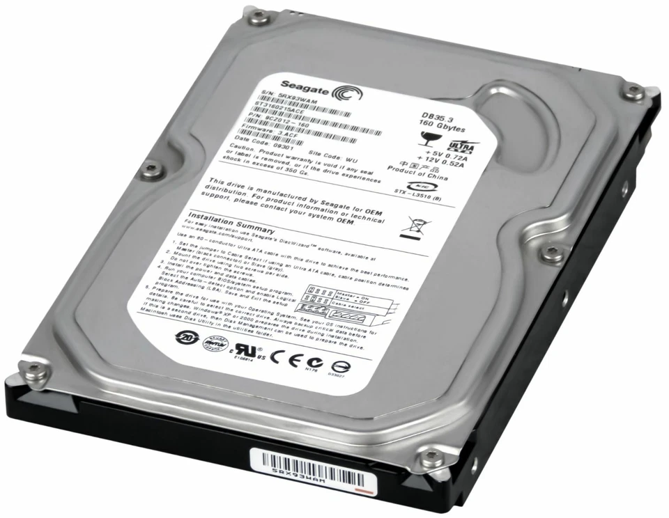 Disk Seagate DB35.3 160GB 7200U/Min 2MB Ata Ide ST3160215ACE 3.5 " Pollici - Immagine 2 di 3
