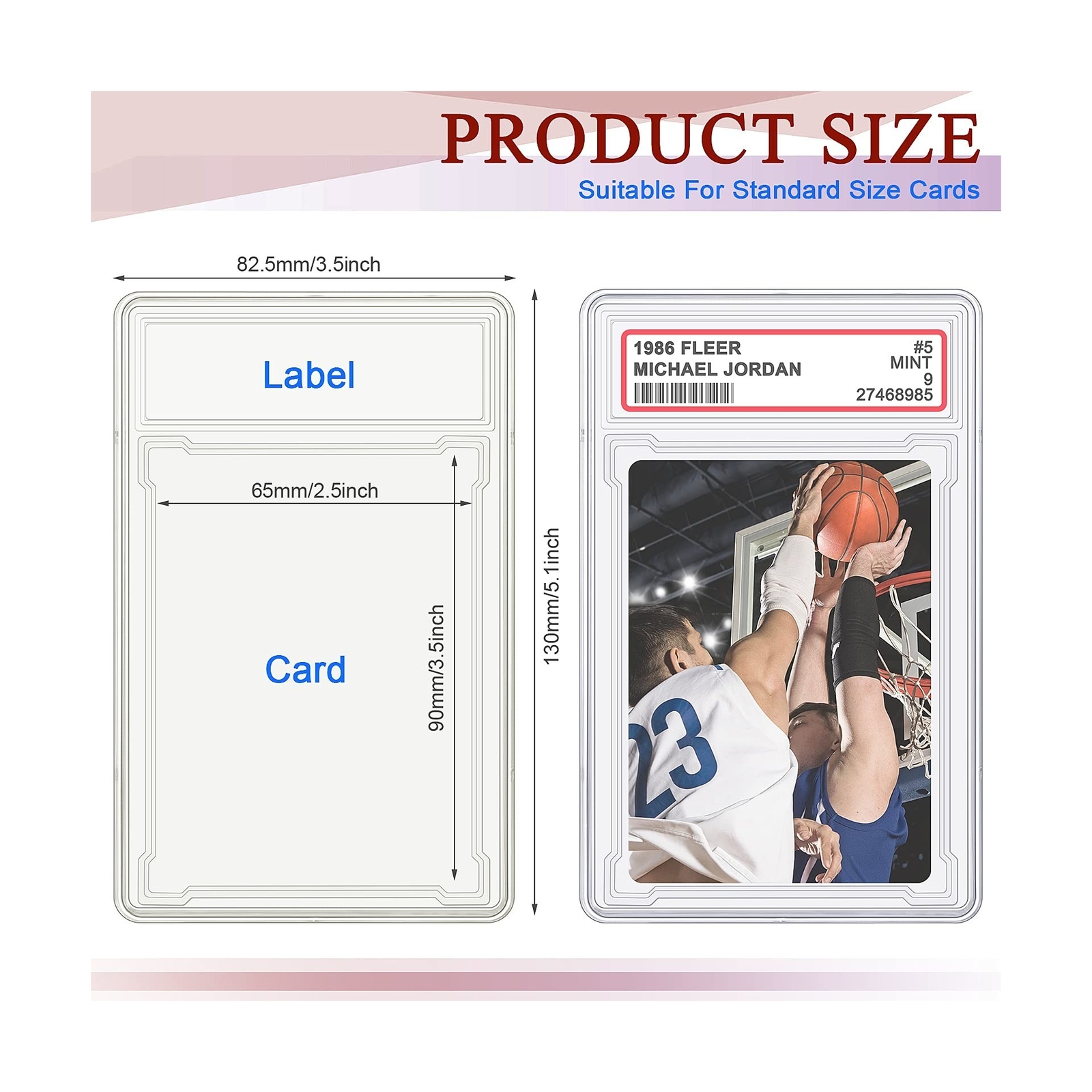 Trading Cards Protector Case Acrylic Clear Baseball Card Holders with