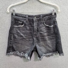 American Eagle Women Shorts 0 Gray Denim Cutoff Distressed High Rise 4" Inseam
