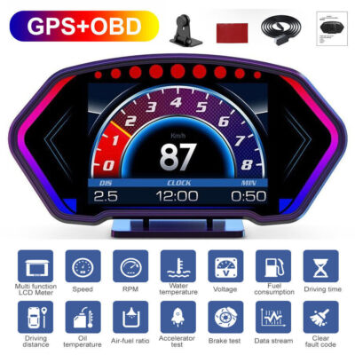 6.5''LCD Car Digital GPS Speedometer Head Up Display HUDs Overspeed Warning Alarm