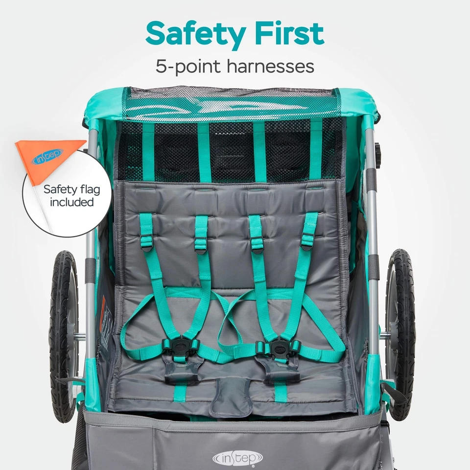 Instep Quick-N-EZ Double Tow Behind Bike Trailer for Toddlers, Kids, Converts... - Image 4 of 4