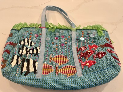 Large Fabric Beaded Beach Bag- designed by Ipa-Nima