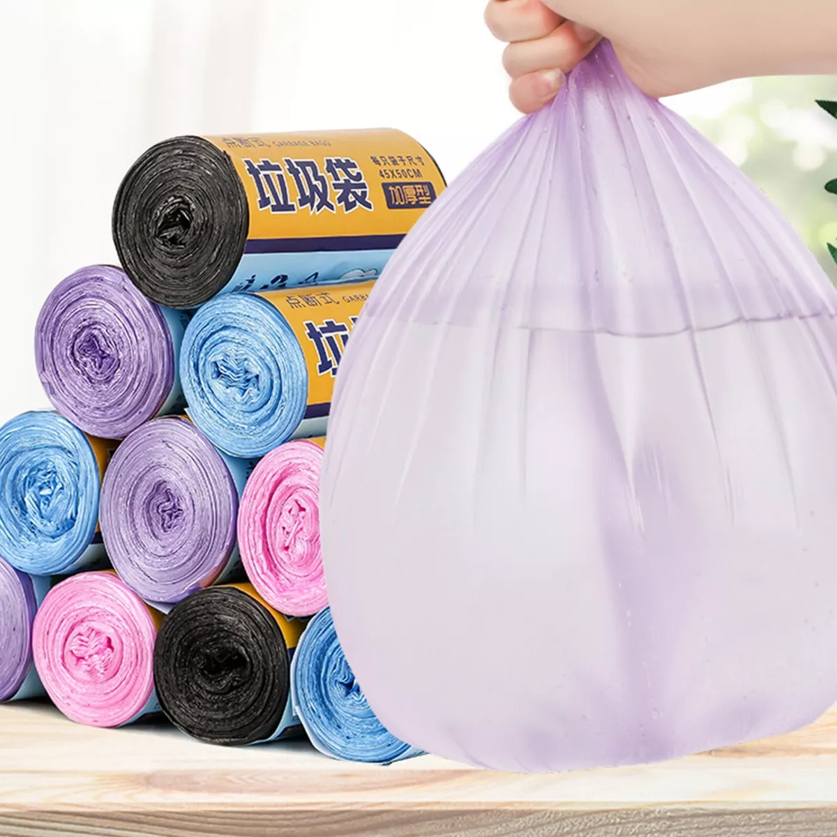 15pcs Plastic Trash Bag, Modern Random Color Trash Bag For Home