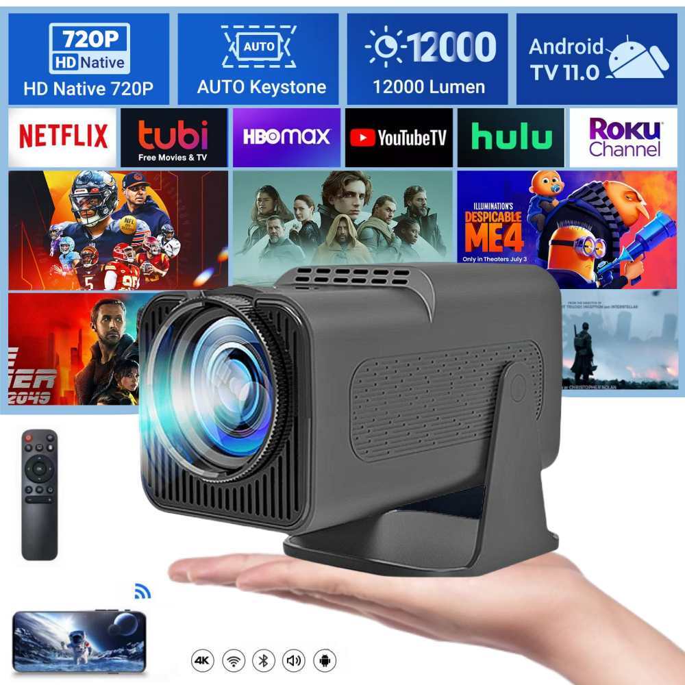 4K Mini Projector Smart LED WiFi Bluetooth HDMI USB Android Office Home Theater-image