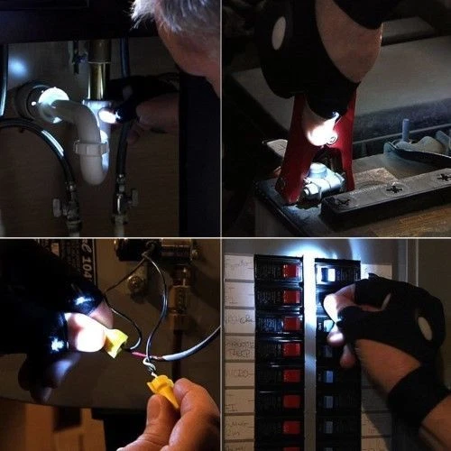 GUANTO AMBIDESTRO CON LUCE LED PESCA RIPARAZIONI EMERGENZA LAVORI PRECISIONE - Foto 2 di 3