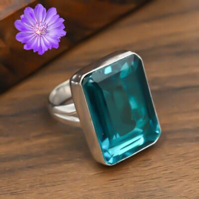 Blue Topaz Gemstone 925 Sterling Silver Ring Handmade Jewelry Ring For ...