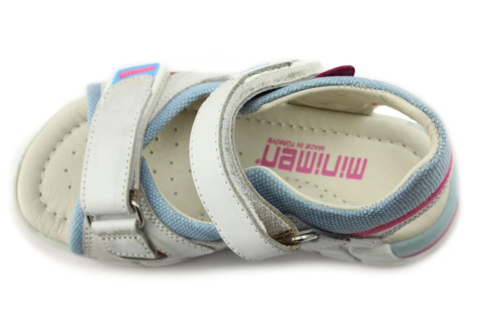 Sandalias de cuero con punta abierta Minimen para niñas (732 Bej-Mavi) hechas en Turquía Foto 3 de 4