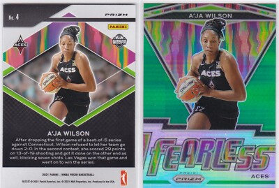 2021 Panini WNBA Prizm Green #4  A ja Wilson Fearless  ACES