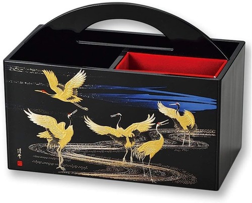Yamanaka Urushi Lacquer Elegant Crane Gold Remote control holder 8 × 4 × 5 in - Picture 10 of 12