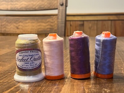 Lot of 4 Spools Sewing/Quilting Thread, 3 Aurifil 50 wt, 1 Superior Threads