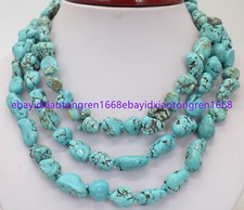 10-14mm Natural Blue Turquoise Irregular Gemstone Beads Necklace 18-50 Inch