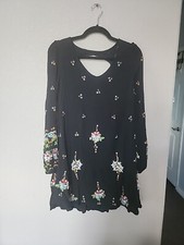 Free People Oxford Black Rainbow Floral Boho Embroidered Mini Dress Size Small P