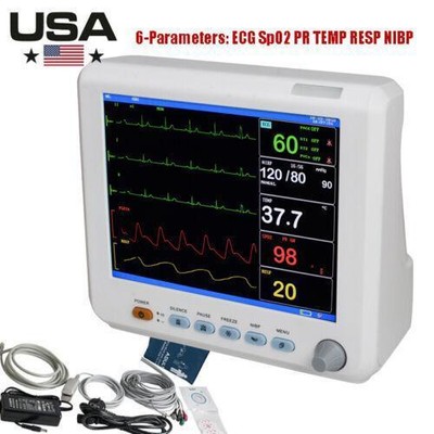 USA-ICU CCU Vital Sign Patient Monitor 6 parameter-ECG NIBP RESP TEMP SPO2 PR