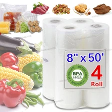 8"x50' Vacuum Sealer Bags Embossed Food Saver Magic Seal Storage 4 Mil BPA Free