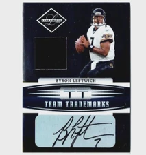 2006 LEAF LIMITED BYRON LEFTWICH TEAM TRADEMARKS AUTO & JERSEY PATCH #17/100
