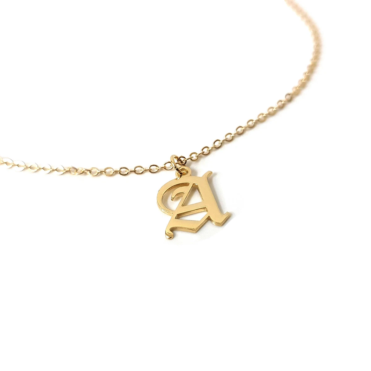 Customize Old English Initial Necklace Old English Font Letter Initials Jewelry
